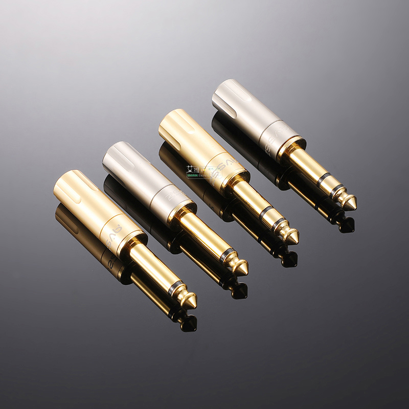 镀金6.b35mm直插头焊接公头调音台音箱话筒三节6.5音频立体声碳纤