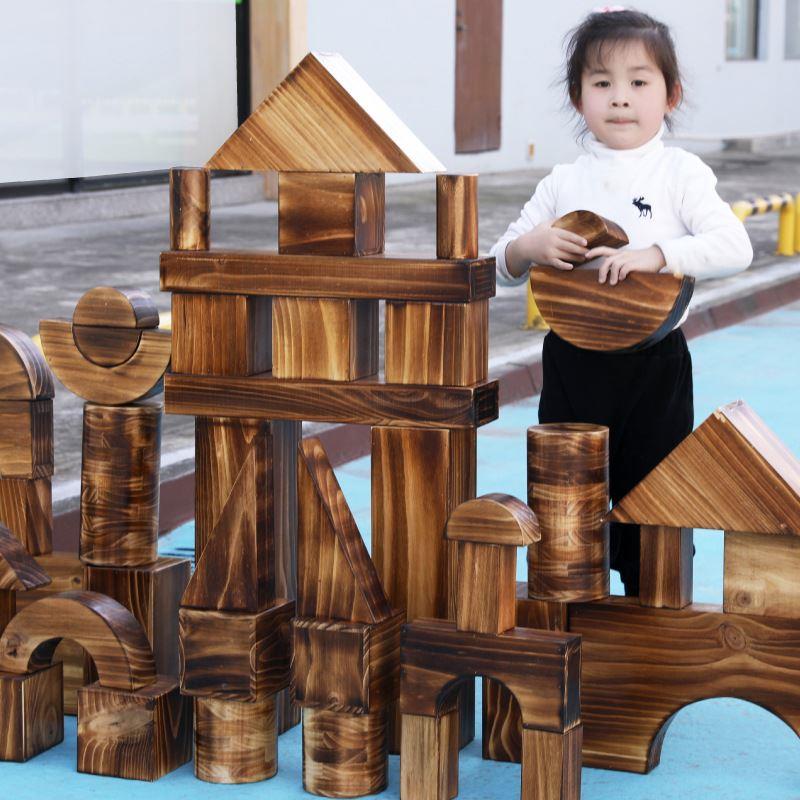 幼儿园户外安吉游戏儿童大型碳化组合拼插建构螺母积木感统玩具