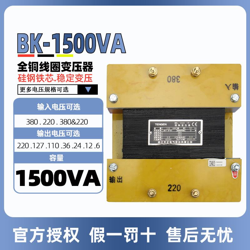 天正BK-1500VA(铜) 控制变压器交流380 220转220V110V36V24V12V6V
