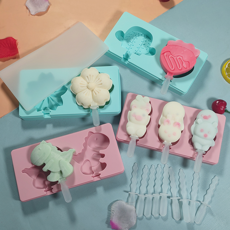卡通冰棒雪糕硅胶模具DIY家用做樱花兔子冰淇淋奶酪棒磨具食品级