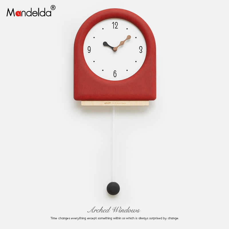 Mandelda免打孔摇摆时钟家用客厅轻奢挂钟简约时尚静音装饰钟表