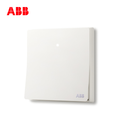 ABB开关插座无框轩致雅典白墙壁86型面板一开单控LED带灯AF181