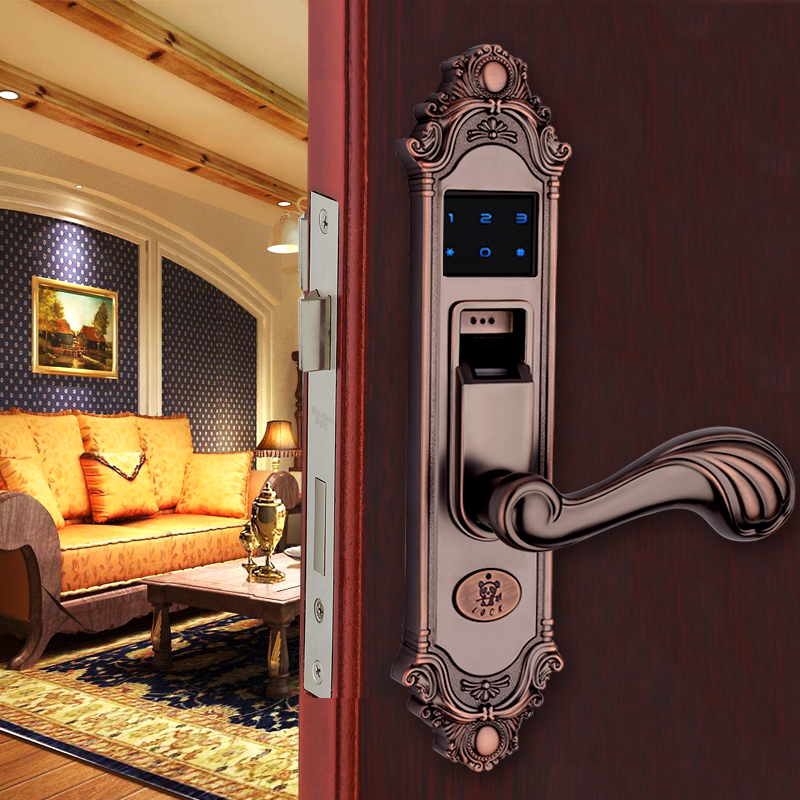 指纹锁木门家用卧室内办公室密码锁智能锁欧式门锁办公室电子锁