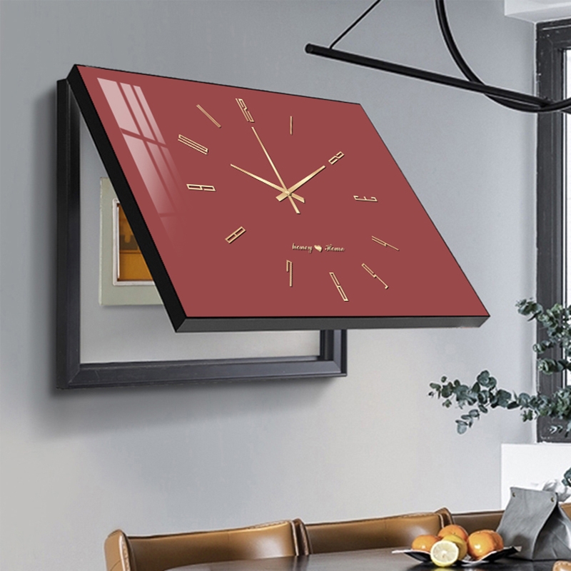 2022年新款电表箱装饰画带钟表纯色电闸配电箱遮挡挂画时钟挂钟
