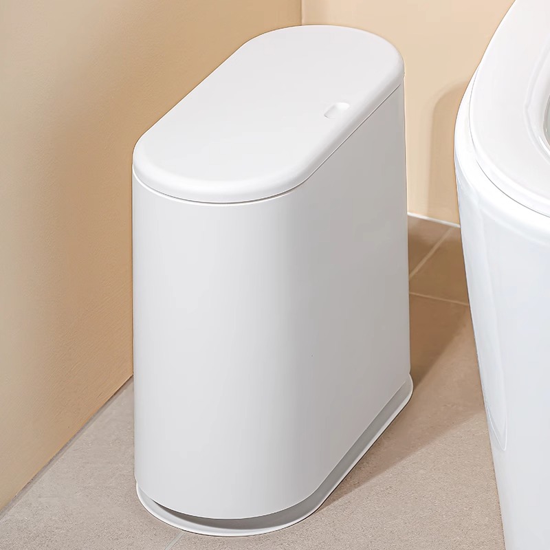 日式垃圾桶家用卫生间厕所2024新款客厅厨房大容量带盖窄夹缝纸篓