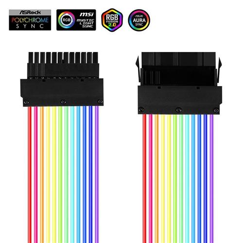 霓彩线2代 24Pin 8Pin*3 延长发光线镀银线神光同步RGB电源延长线