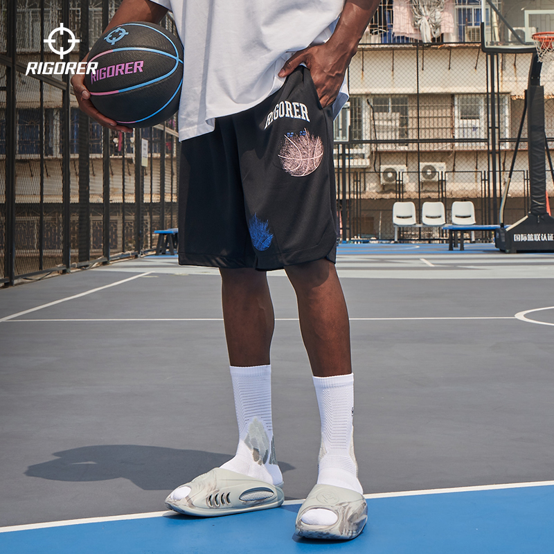 准者运动短裤男士夏季美式篮球裤宽松训练健身透气休闲针织五分裤