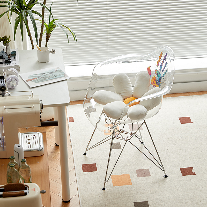 网红透明椅子亚克力家用餐椅创意设计师靠背书桌椅透明水晶化妆凳