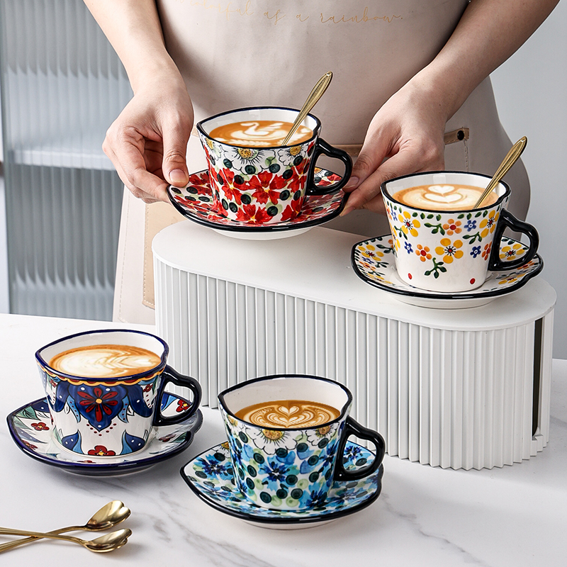 波兰陶瓷咖啡杯碟套装高档精致杯子家用办公室水杯高级感礼盒装