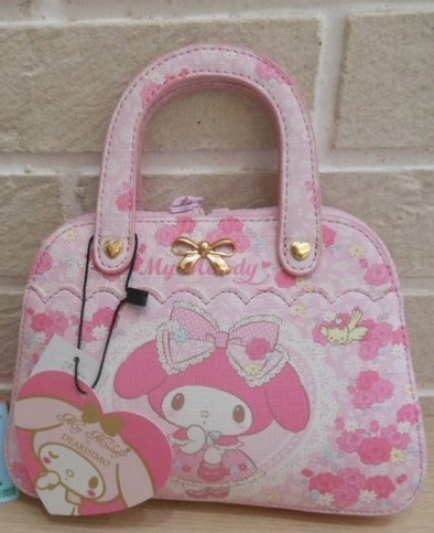 日本带回~Sanrio美乐蒂可折叠收纳购物袋(粉/玫瑰/手提包造型)
