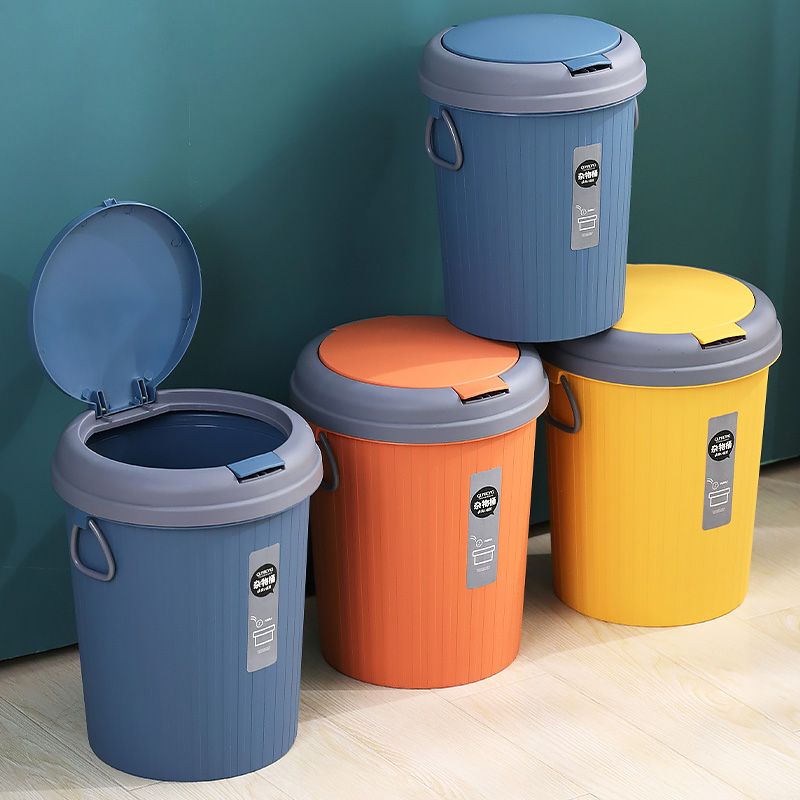 弹盖垃圾桶北欧风家用客厅厨房卧室卫生间厕所商用创意带盖大容量