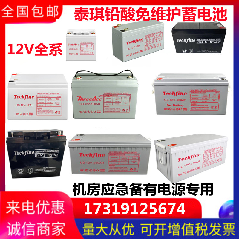 Techfine 泰琪丰蓄电池UD12V-17AH安防7.2AH9A12A24A38A40A65A100